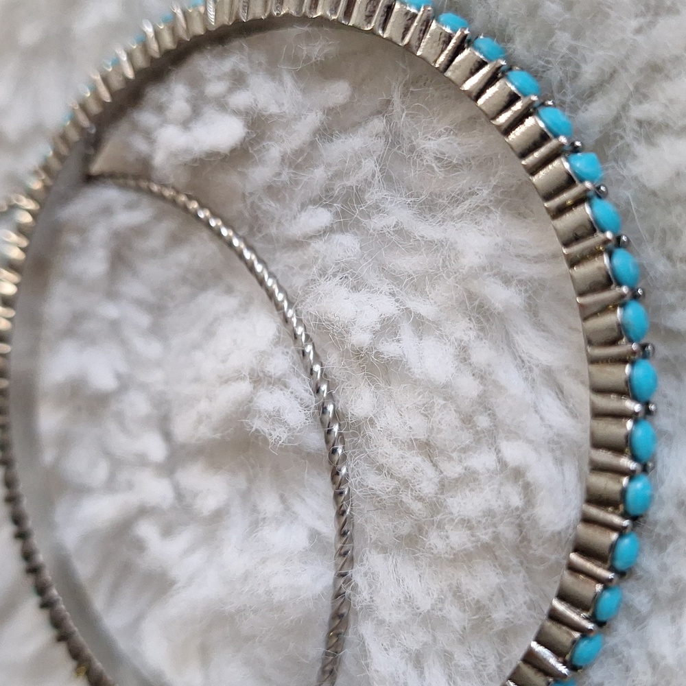 Silver Bracelet Set with Turquoise Accents - Women's Jewelry